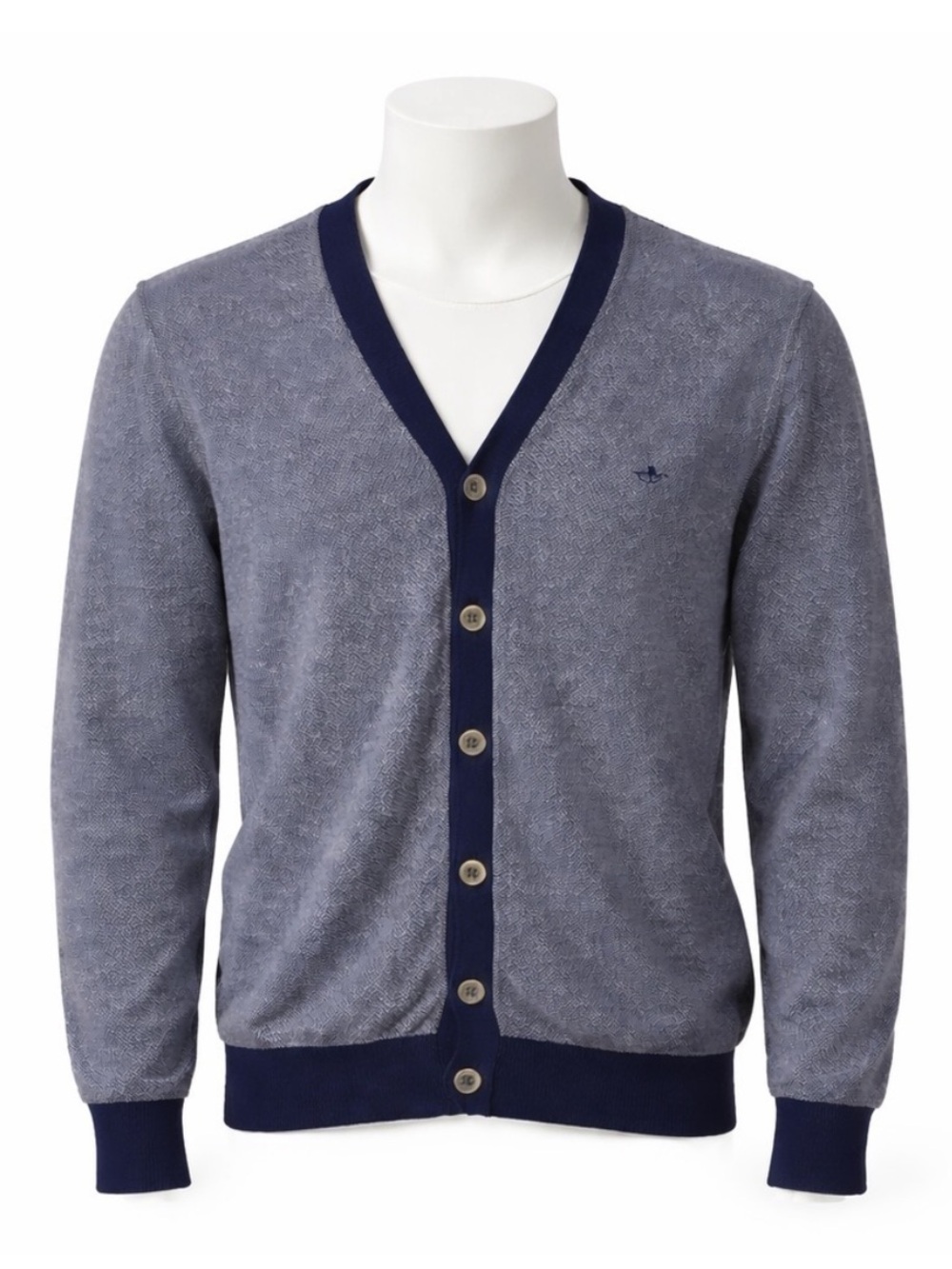 Size M Dockers Men’s Navy Heather‎ Button Cardigan Sweater Logo